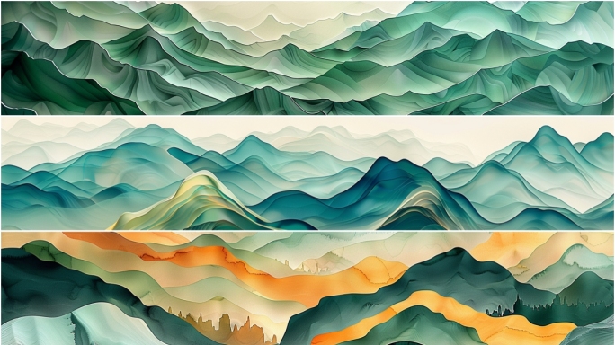 《上春山》剪纸艺术中国山水青绿视频（三）