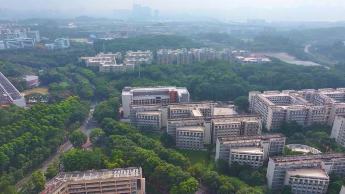 华南师范大学广州校区航拍大学城校园风景风