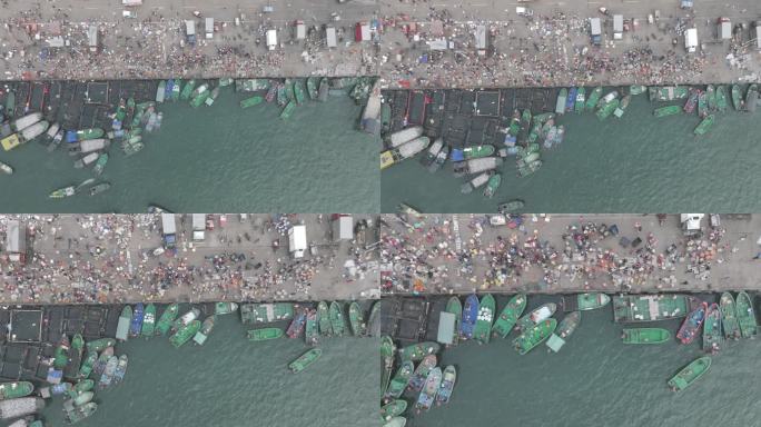 4K-Log-航拍海鲜市场，疍家渔排码头