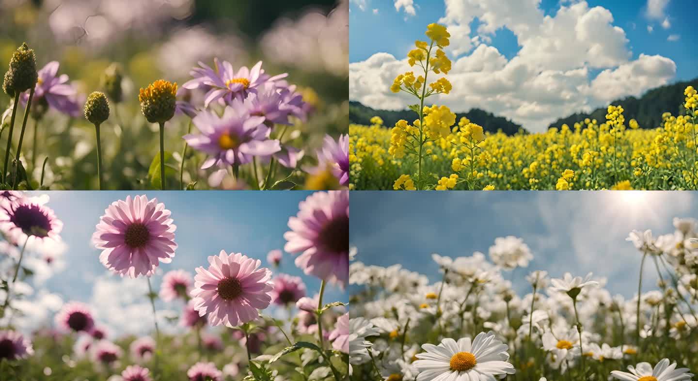 夏天阳光下的花朵AI 视频素材