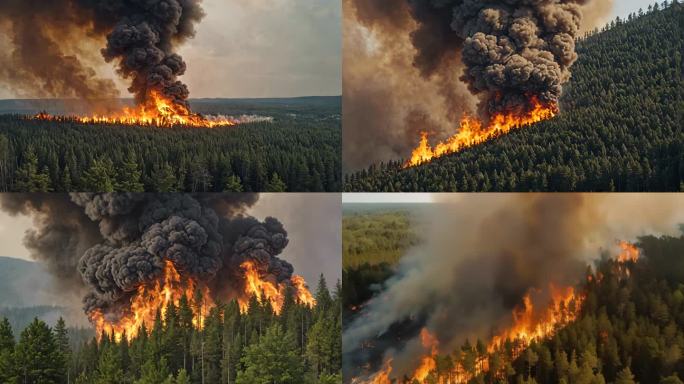 森林火灾自然灾害 森林大火 山火 烧山