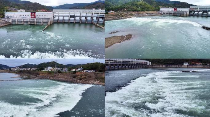 航拍小岛海岸别墅海滨城市大海波涛港口轮船