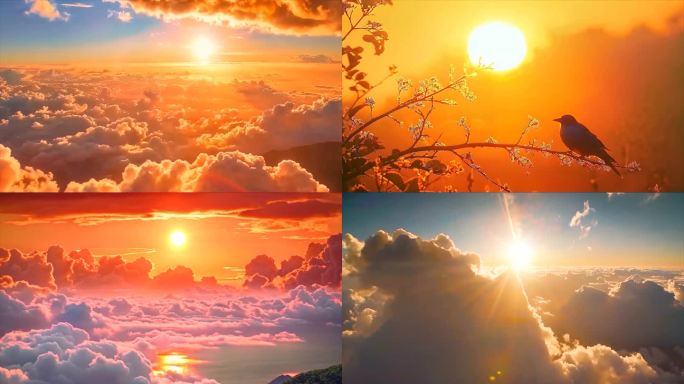 早晨清晨日出云海航拍延时风景风光唯美ai