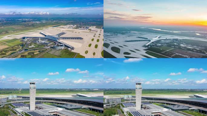 青岛胶东国际机场4K航拍延时素材