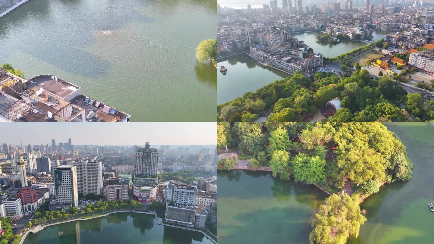 江西南昌东湖区八一公园航拍城市地标风景风