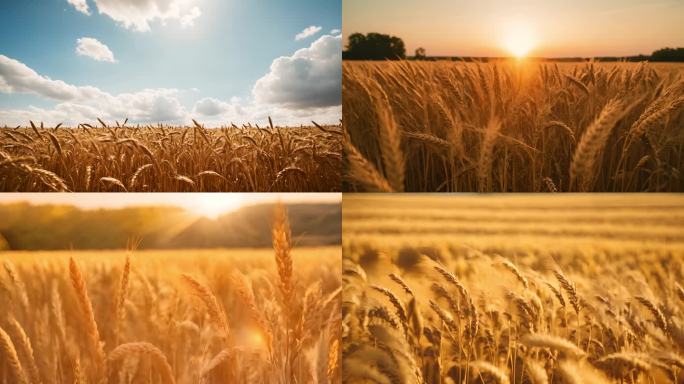 小麦麦田丰收麦子秋收农业高产