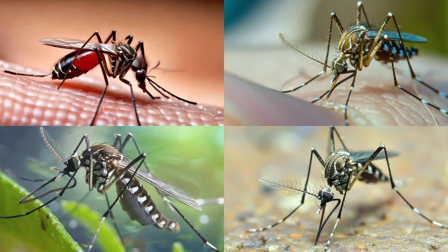 蚊子吸血特写镜头