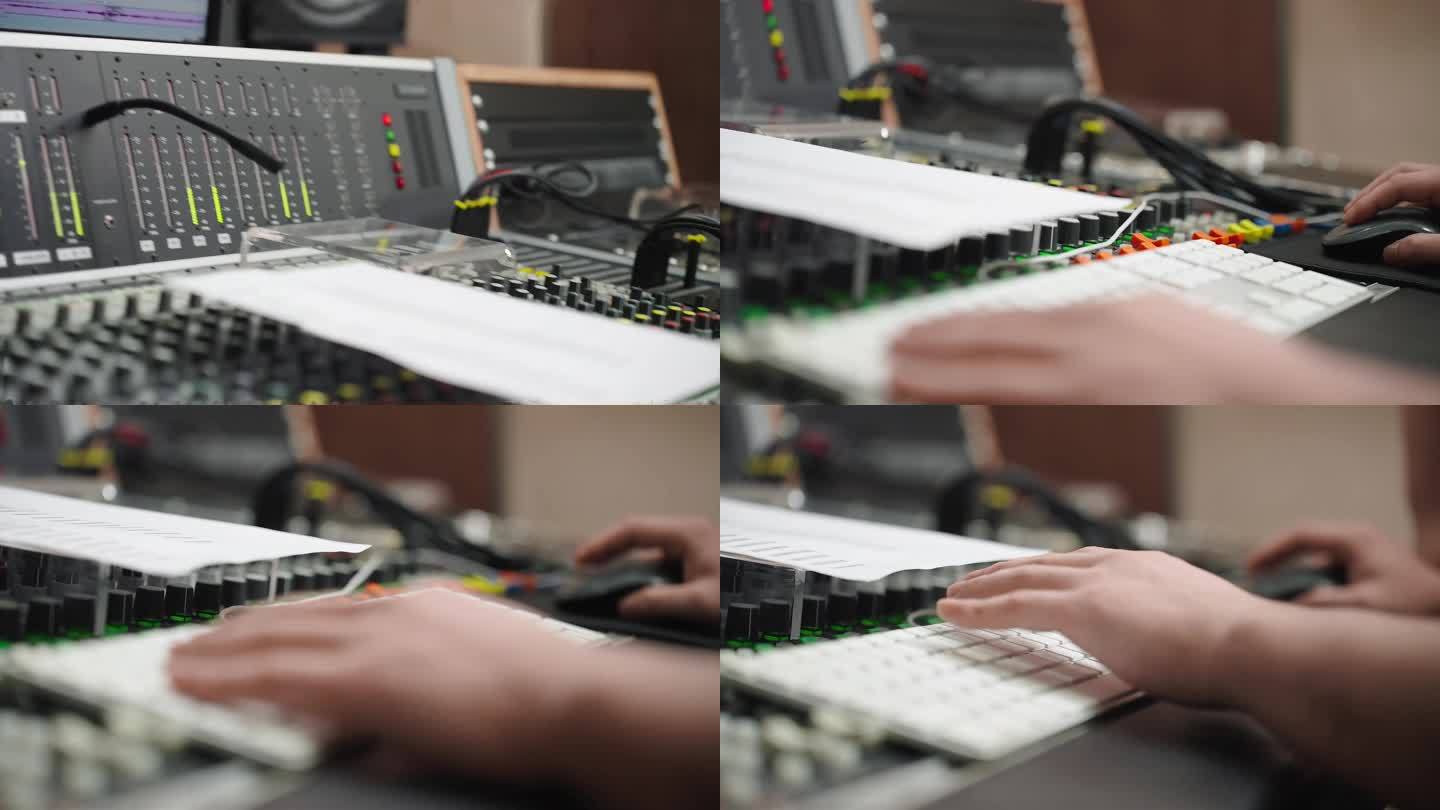 录音师录制歌曲音乐专业设备调试操控台调试