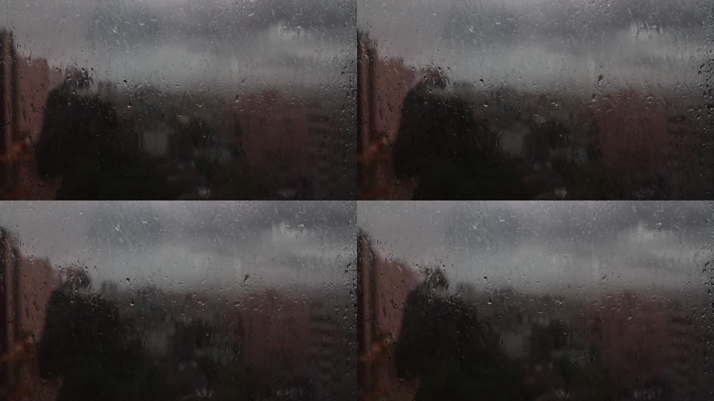 【4k】暴雨天气窗户上雨水滑落