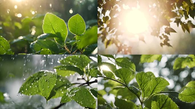 阳光 唯美 绿叶 谷雨 大自然