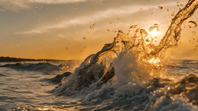 大海 海浪 夕阳