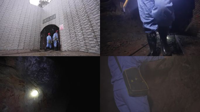 地下矿井矿工下井开采作业