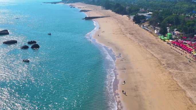 东海大海海边海水海浪沙滩海滩航拍风景唯美