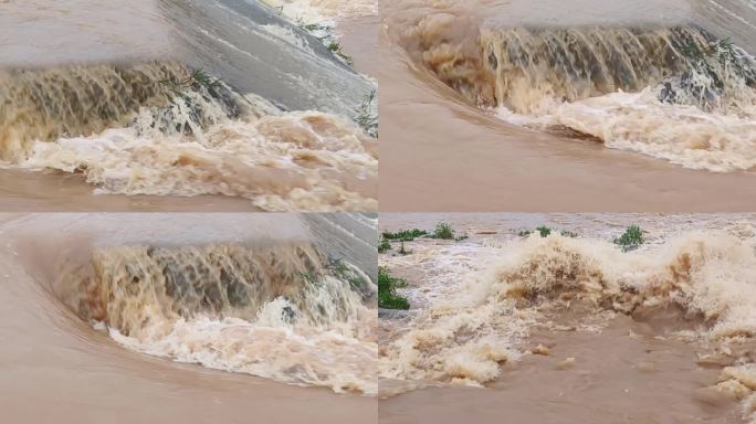 山洪浑浊河流流水洪涝灾害洪灾暴雨洪水泛滥