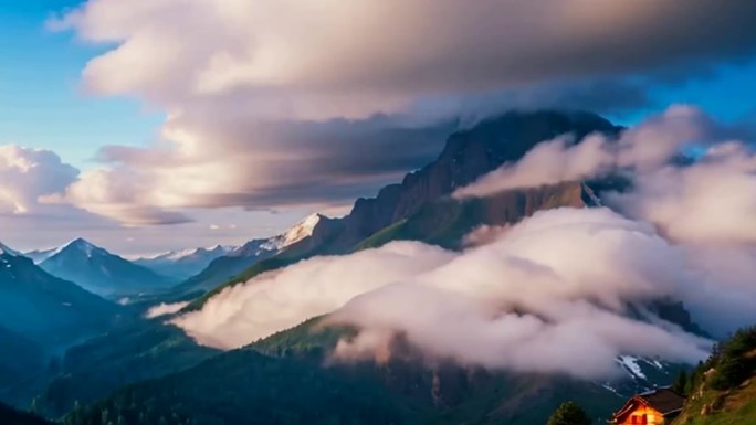 航拍大山云海延时唯美风景空镜