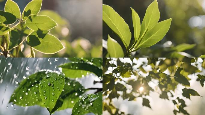 阳光 雨露 水滴叶片