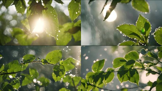 阳光雨露 清晨 绿叶