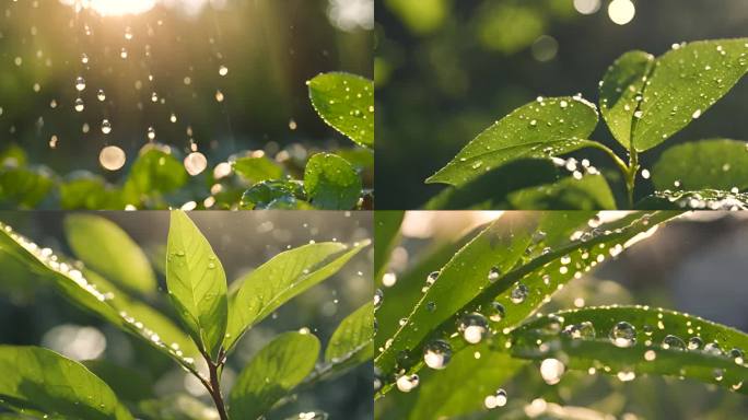 阳光下的雨水