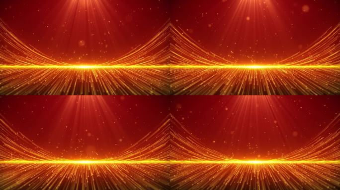 4k金色粒子光线红背景循环