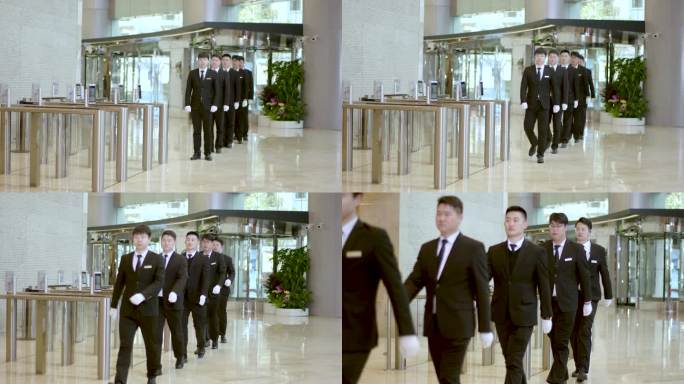 商场安保保安职业经理训练巡查西装男
