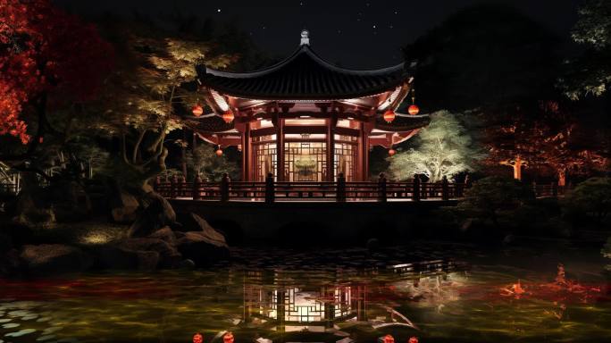 中国风亭子夜景1