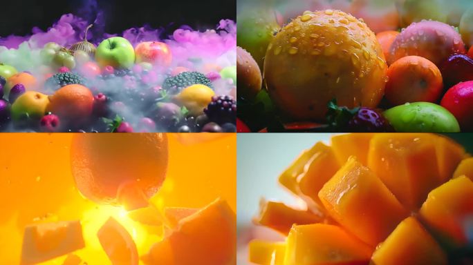 各种新鲜水果慢镜头特写唯美ai素材原创4