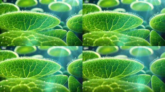 植物光合作用 微距绿叶植物表面