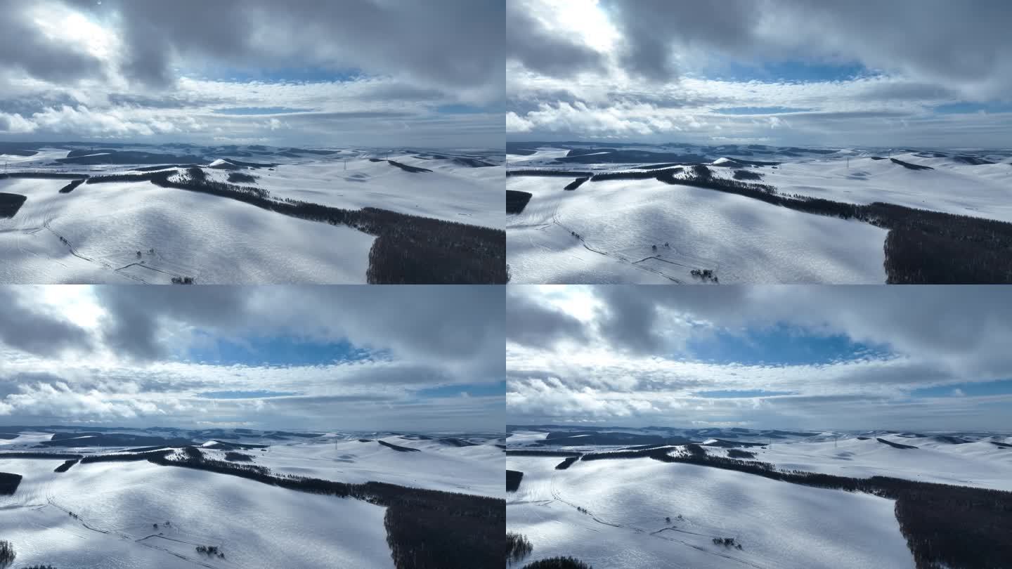 冷空气迷漫的额尔古纳雪域雪原