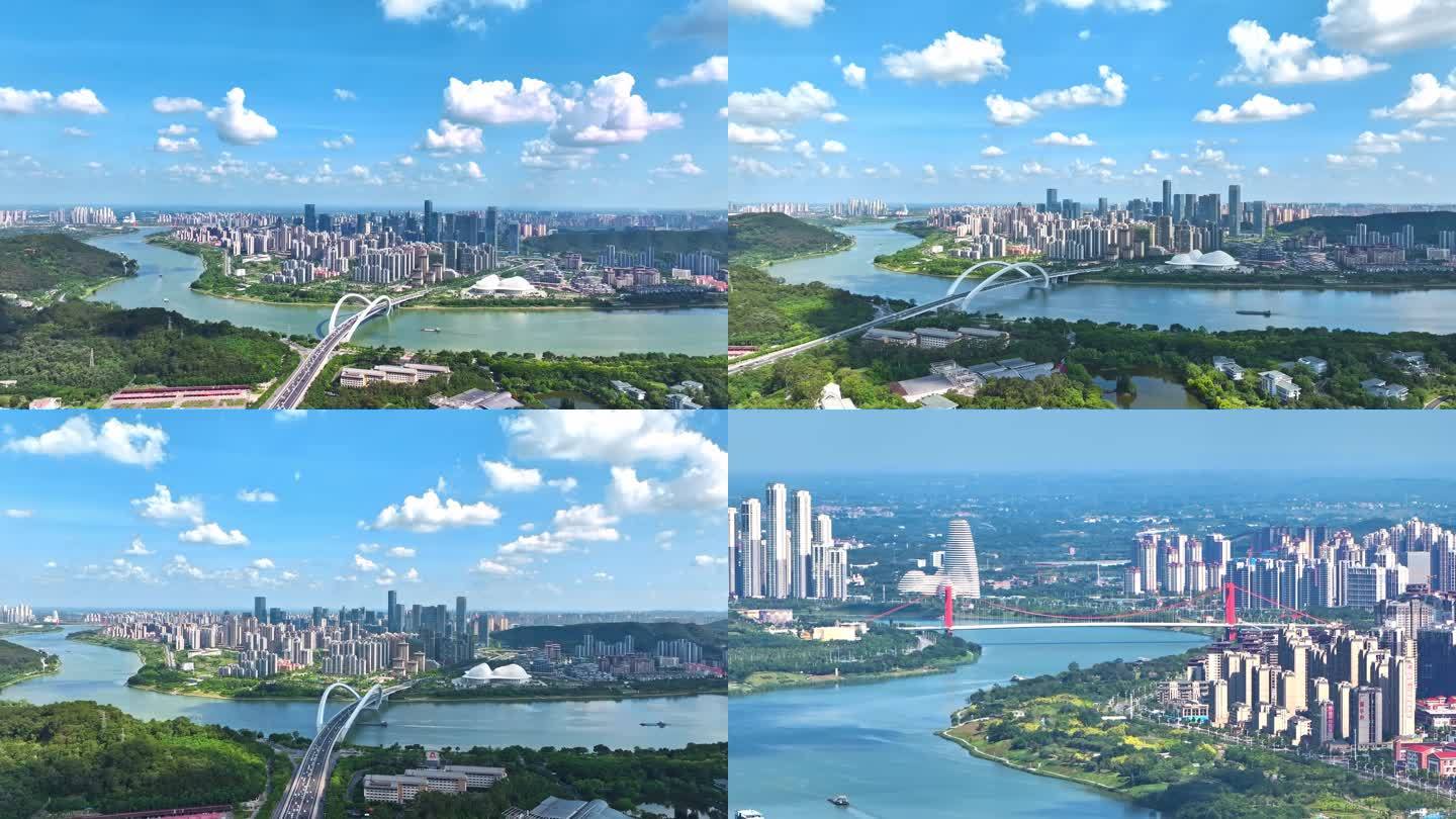 南宁邕江五象新区城市风光航拍视频素材