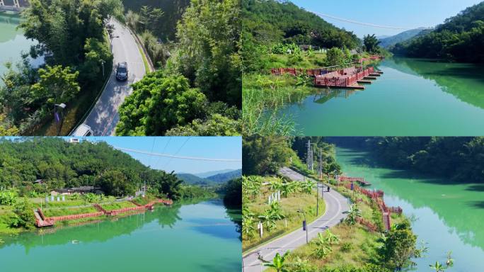 公园 河道 河边公路 观光车