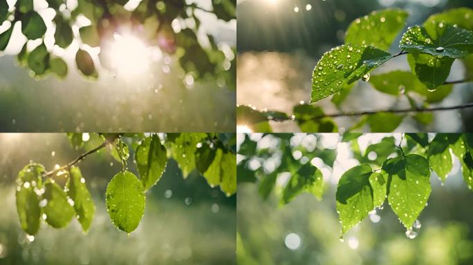 植物在微风中 雨露 大自然