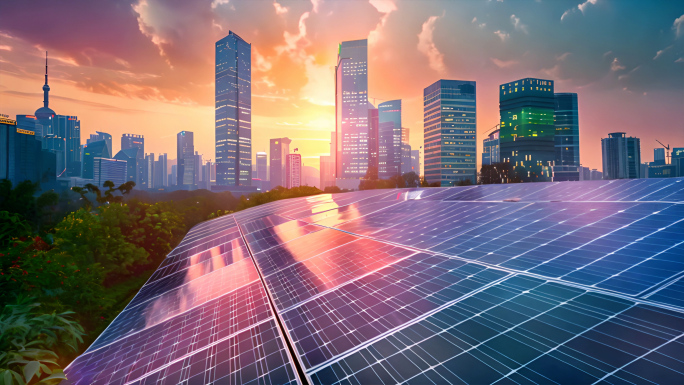 未来主义光伏发电太阳能发电绿色新能源发电
