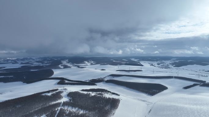 冷空气迷漫的额尔古纳雪域雪原