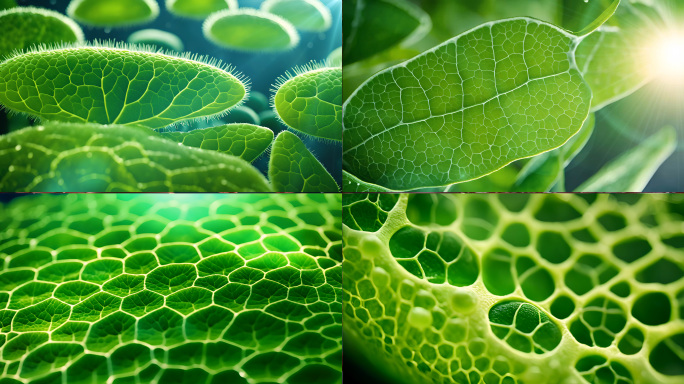 植物光合作用 微距绿叶表面特写