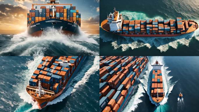 集装箱轮船货船经济贸易物流运输