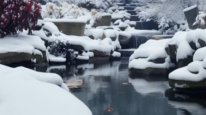 中式雪景