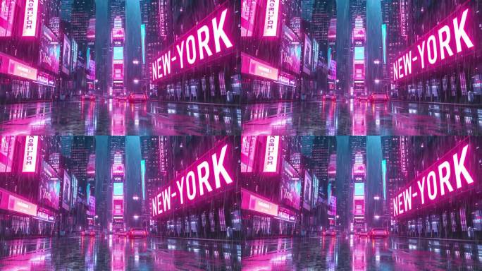 纽约城市雨夜舞台背景