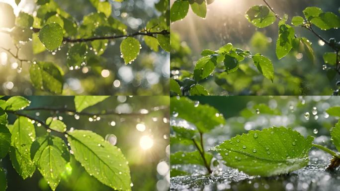 谷雨 水滴滴落绿叶