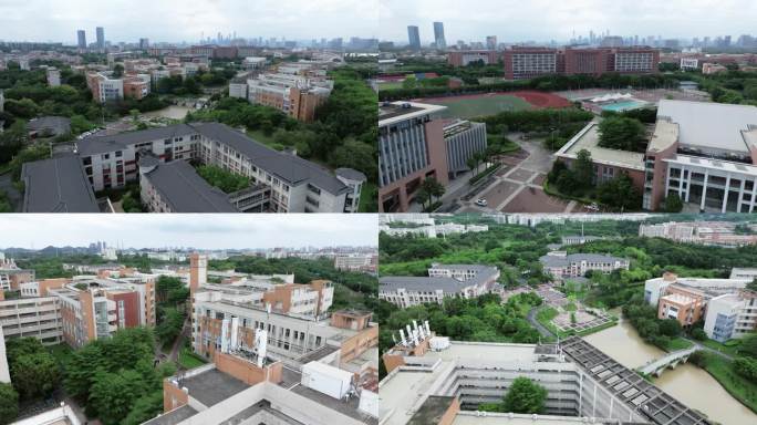 广州大学城广东外语外贸大学航拍4K