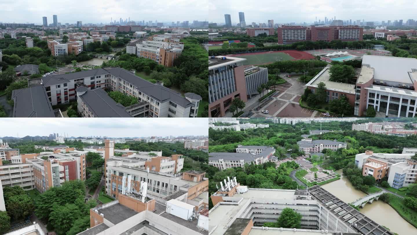 广州大学城广东外语外贸大学航拍4K