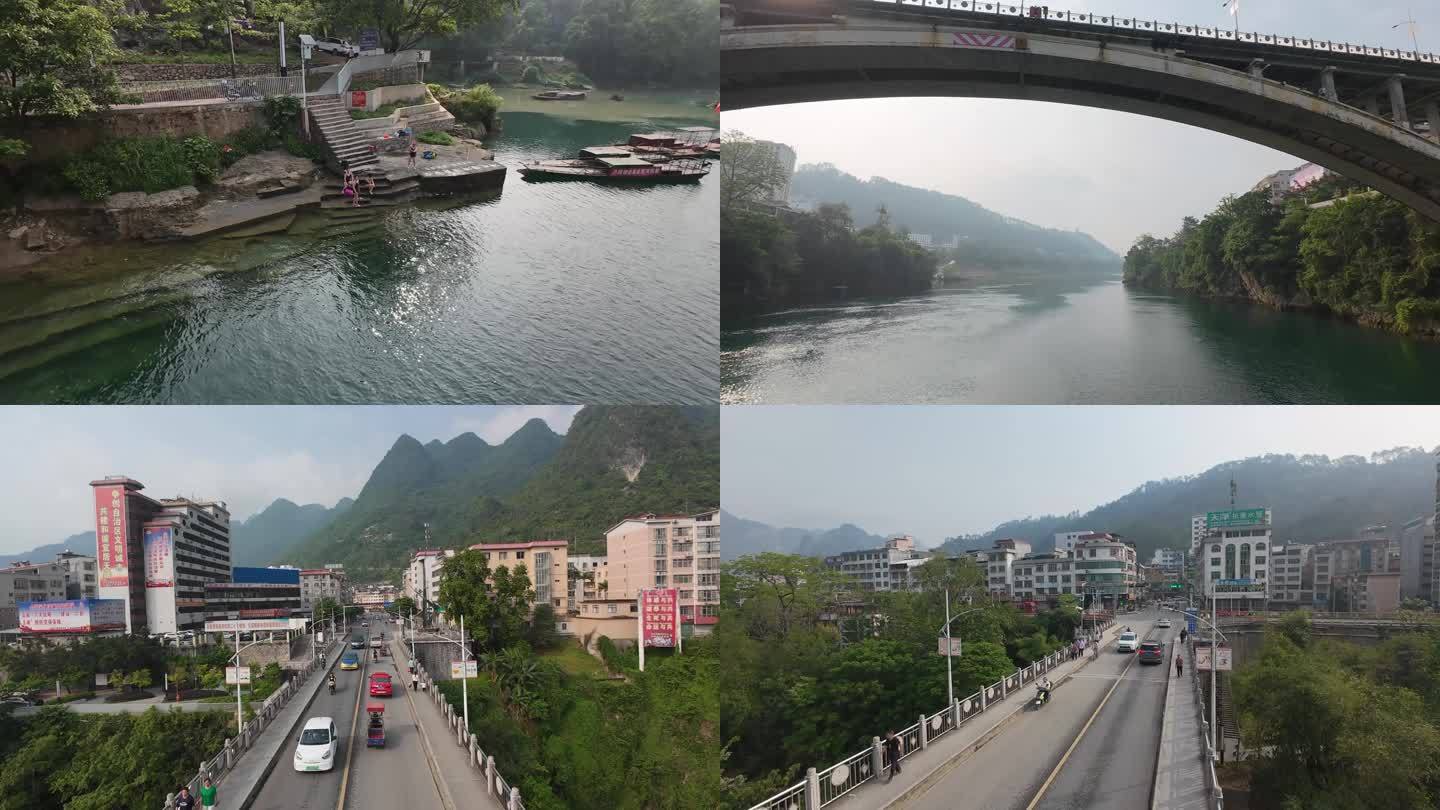 广西省河池市天峨县航拍红水河风光