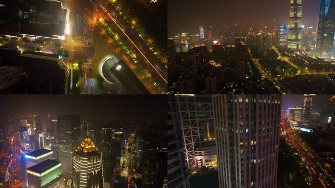 上海市浦东新区外滩陆家嘴商业区俯视高楼大