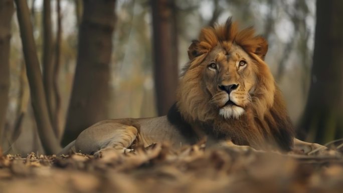 狮子卧着的雄狮 狮子特写