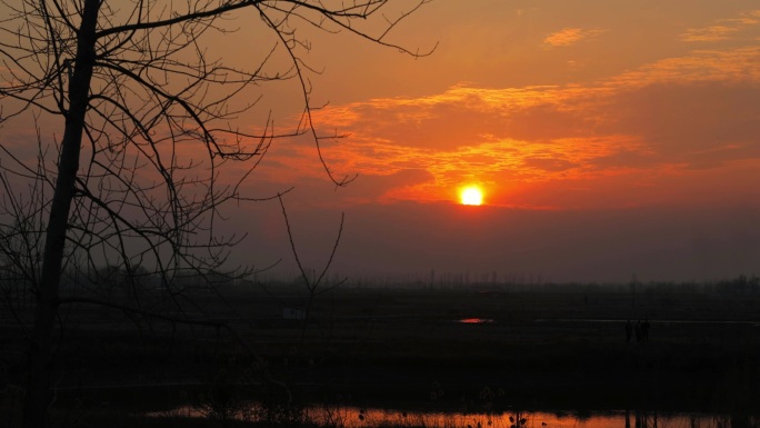 农村日落 夕阳延时