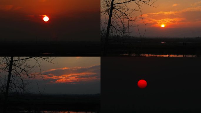 农村日落 夕阳延时