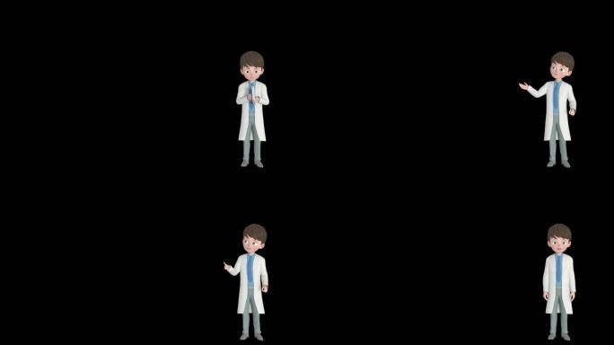 科学家装扮三维小人讲解动画