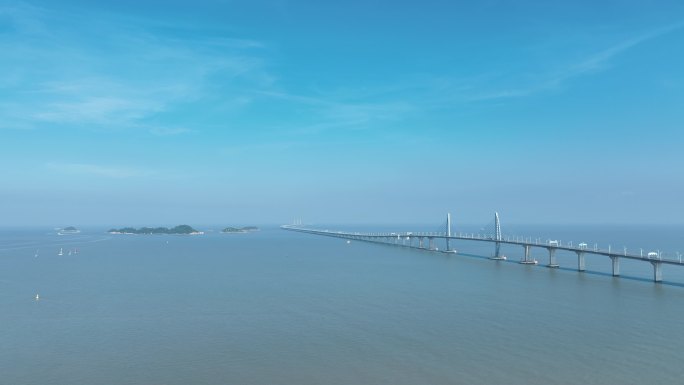 港珠澳大桥航拍海洋海上桥梁中国跨海大桥