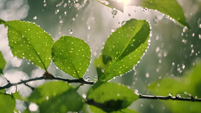 雨后的大自然 绿叶 谷雨