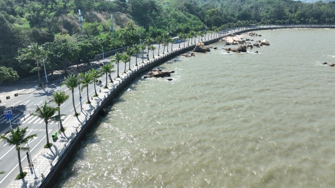 海边公路航拍沿海公路海岸线风光