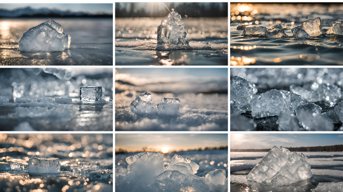 冰冻的湖面 冰块特写